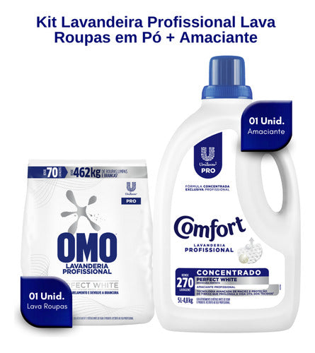 Kit Perfect White Lava Roupas Omo 4kg + Amaciante Comfort 5l