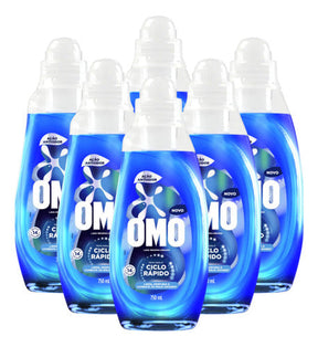Kit C/ 6 Lava Roupas Líquido Omo Ciclo Rápido 750ml