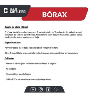 B O R A X Fundente 99,9% Puro Sem Mistura 1 Kg Cutelaria
