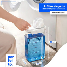 2 Potes Porta Sabão Pó Liquido Amaciante Dispenser Hermético