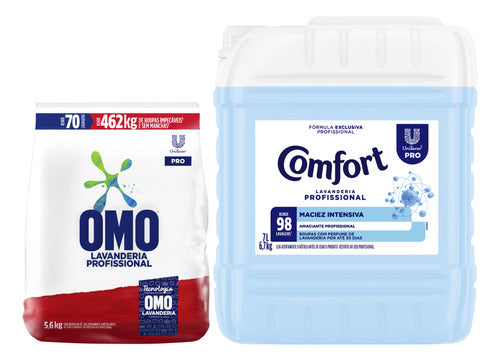 Lava Roupas Omo 5,6kg + Amaciante Lavanderia Comfort 7l