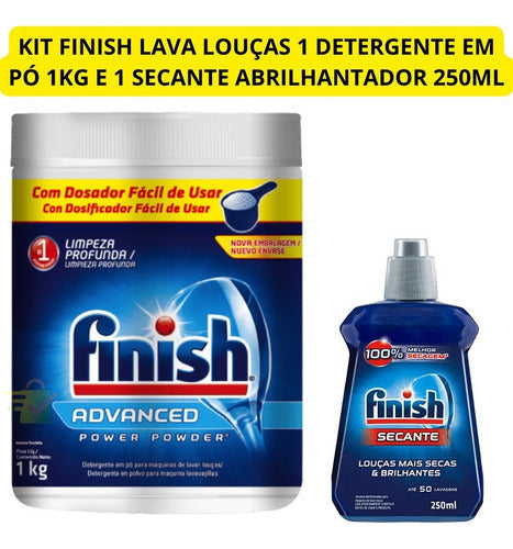Kit Finish Lava Louças Sabão Em Pó E Secante Abrilhantador