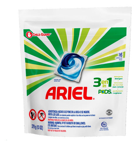 Detergente Lava Roupas Ariel 3 Em 1 Pods - 16 Cápsulas