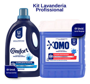 Lava Roupas Lavanderia Pro Omo 7l + Amaciante Comfort 5l