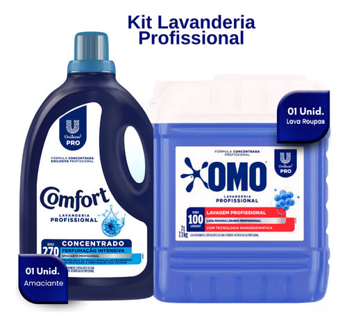 Lava Roupas Lavanderia Pro Omo 7l + Amaciante Comfort 5l