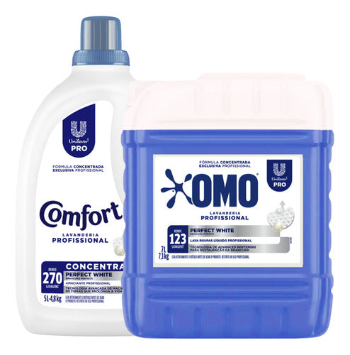 Kit Perfect White: Lava Roupas Omo 7l + Amaciante Comfort 5l