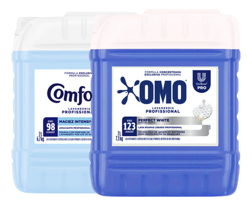 Lava Roupas Perfect White Omo 7l + Amaciante Pro Comfort 7l