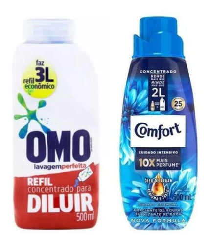 Kit Sabão Líquido Omo 500ml + Amaciante Comfort 500ml