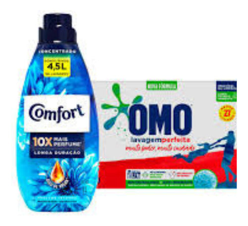 Kit  2 Cx Sabão Po Omo 800g 1 Amaciante Comfort 1l