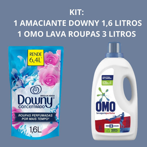 Lava Roupas Omo 3 Litros Amaciante Downy Concentrado 1,6 L