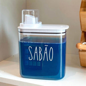 Dispenser Sabão Em Pó Ou Líquido Lavanderia 1,5l Tampa