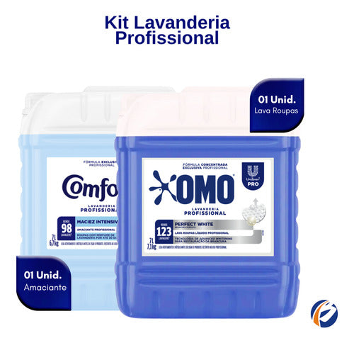 Lava Roupas Perfect White Omo 7l + Amaciante Pro Comfort 7l