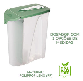 Dispenser Porta Sabão Pó Líquido Com Tampa Dosador 2,3l