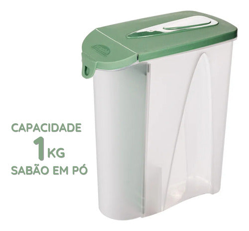 Dispenser Porta Sabão Pó Líquido Com Tampa Dosador 2,3l